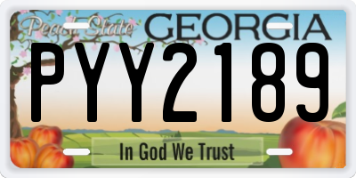 GA license plate PYY2189
