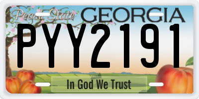 GA license plate PYY2191