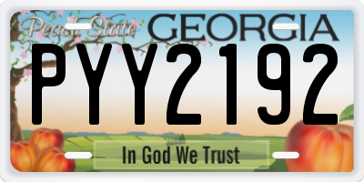 GA license plate PYY2192