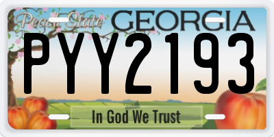 GA license plate PYY2193