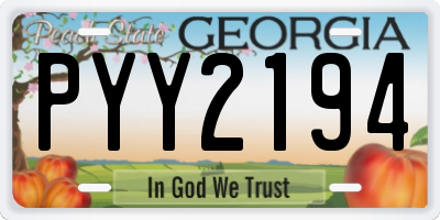 GA license plate PYY2194