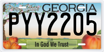 GA license plate PYY2205