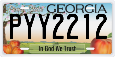 GA license plate PYY2212