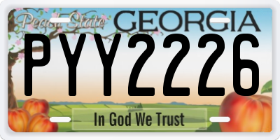 GA license plate PYY2226