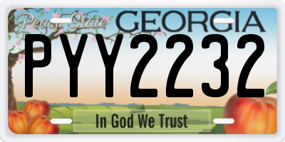 GA license plate PYY2232