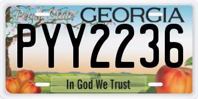 GA license plate PYY2236