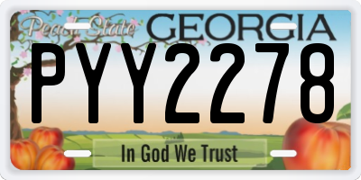 GA license plate PYY2278