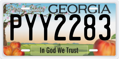 GA license plate PYY2283