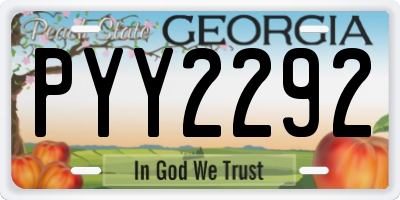 GA license plate PYY2292