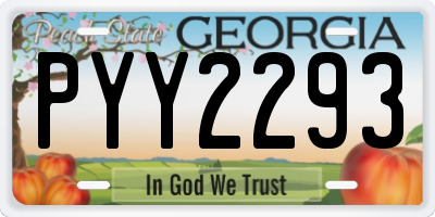 GA license plate PYY2293