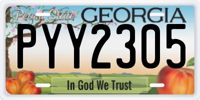 GA license plate PYY2305