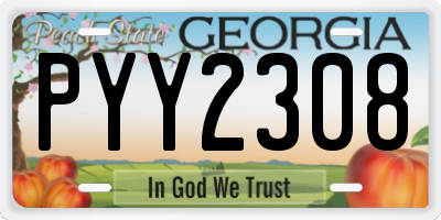 GA license plate PYY2308