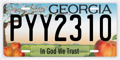 GA license plate PYY2310