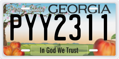 GA license plate PYY2311