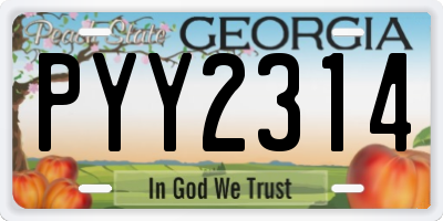 GA license plate PYY2314