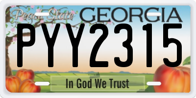 GA license plate PYY2315