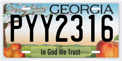 GA license plate PYY2316