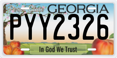GA license plate PYY2326