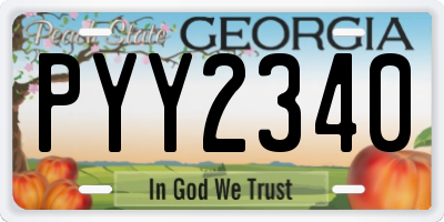 GA license plate PYY2340