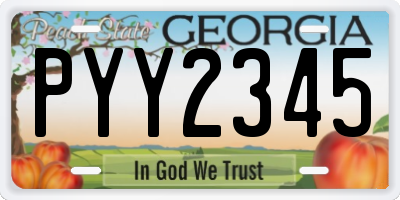 GA license plate PYY2345