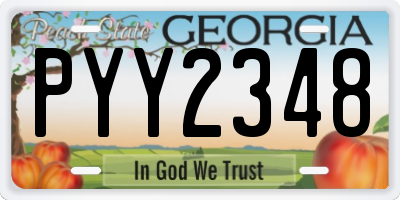 GA license plate PYY2348