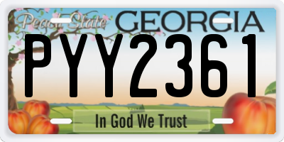 GA license plate PYY2361