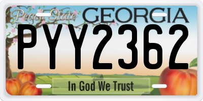 GA license plate PYY2362