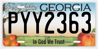 GA license plate PYY2363