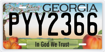 GA license plate PYY2366