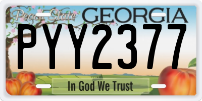 GA license plate PYY2377