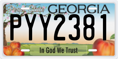 GA license plate PYY2381