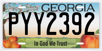 GA license plate PYY2392