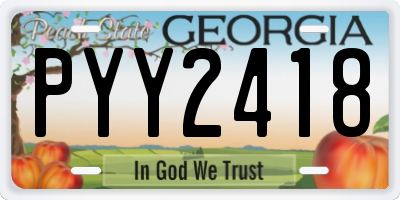 GA license plate PYY2418