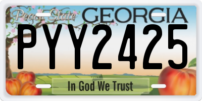 GA license plate PYY2425
