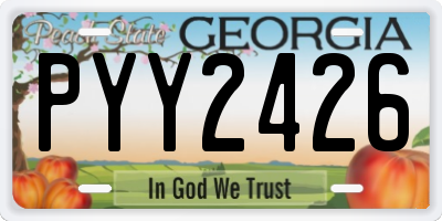 GA license plate PYY2426