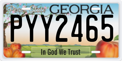 GA license plate PYY2465