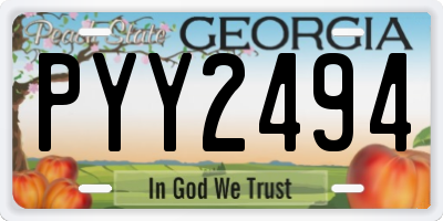 GA license plate PYY2494