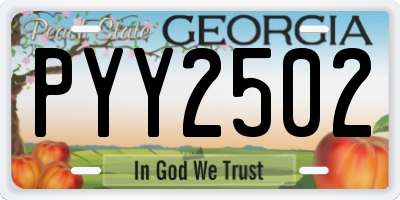 GA license plate PYY2502
