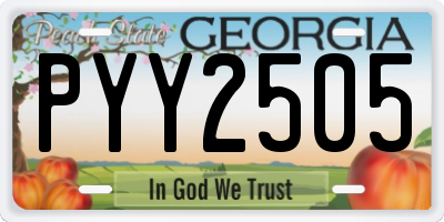 GA license plate PYY2505