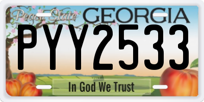 GA license plate PYY2533