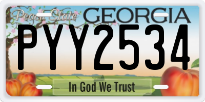 GA license plate PYY2534