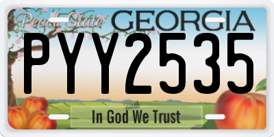 GA license plate PYY2535