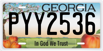 GA license plate PYY2536