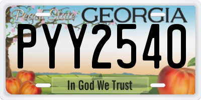 GA license plate PYY2540