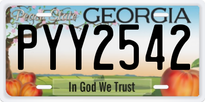 GA license plate PYY2542