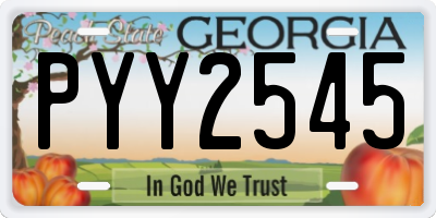 GA license plate PYY2545