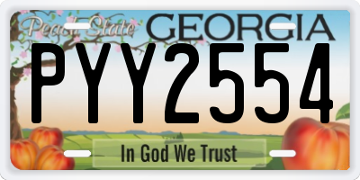 GA license plate PYY2554