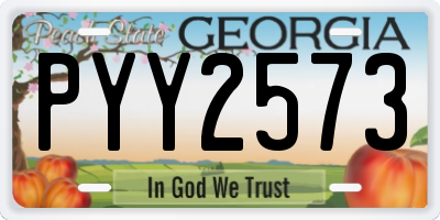 GA license plate PYY2573