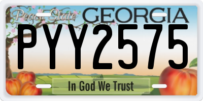 GA license plate PYY2575