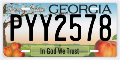GA license plate PYY2578